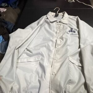 Vintage Aristo Jac Men's White Snap Front Coach Jacket  Car Center Logo XL